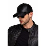 Valkyrie Erkek Siyah Deri Şapka Kavisli Siperlikli Ayarlanabilir Spor Günlük Baseball Cap