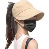 Valkyrie Geniş Vizör Güneş Koruyucu Kadın Şapka Maske Takma Düğmeli Tenis Spor Şapka Krem - Standart