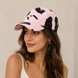 Valkyrie İnek Desenli Kadın Şapka Ayarlanabilir Baseball Cap Pembe Siyah Spor Günlük Unisex