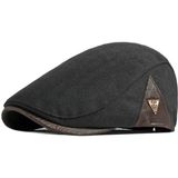 Valkyrie Italyan Style Retro Düz Kışlık Erkek Kasket Şapka Tokalı Ayarlanabilir Erkek Siyah - Standart
