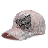Valkyrie Kadın Taşlı Kelebek Çiçek Detaylı Dantel Şapka Ayarlanabilir Spor Şapka Yazlık Baseball Cap