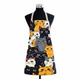 Valkyrie Kedi Desenli Mutfak Önlüğü Cepli Ayarlanabilir Askılı Unisex Mutfak Pişirme Servis Temizlik Önlüğü