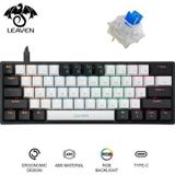 Valkyrie Leaven K620 Blue Switch Mekanik Gaming Oyun Klavyesi RGB 61 Key Mavi Tuş Type-C Klavye Siyah Beyaz k620
