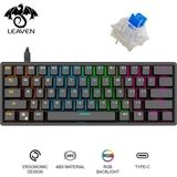 Valkyrie Leaven K870 Blue Switch Mekanik Gaming Oyun Klavyesi RGB 61 Key Mavi Tuş Type-C Klavye Siyah