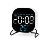 valkyrie LED Dijital Masa Saati Mavi Derece Çift Alarm Sıcaklık Göstergesi 3 Kademe Parlaklık Modern