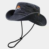 Valkyrie Outdoor Balıkçı Şapkası Geniş Kenarlı Dağ Nakışlı Kamp Yürüyüş Balıkçı Şapka Siyah