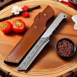 Valkyrie Paslanmaz Çelik Desenli Çok Amaçlı Mutfak ve Kamp Bıçağı – Kılıflı Dayanıklı Tasarım 33.8 cm