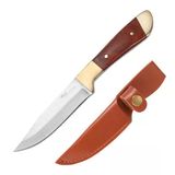 Valkyrie Paslanmaz Çelik Kamp Bıçağı | 16 cm Outdoor Av Bıçağı Deri Kılıflı Kompakt Bıçak Kahve