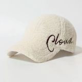 Valkyrie Peluş Şapka Kadın Erkek Unisex Kışlık Şapka Cloud Nakışlı Ayarlanabilir Bej Teddy Şapka Beyaz