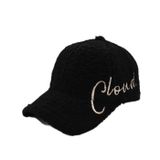 Valkyrie Peluş Şapka Kadın Erkek Unisex Kışlık Şapka Cloud Nakışlı Ayarlanabilir Bej Teddy Şapka Siyah