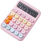 Valkyrie Renkli 12 Haneli Mekanik Hesap Makinesi Büyük Ekranlı Şirin 4 Fonksiyonlu Pembe