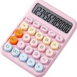 Valkyrie Renkli Çok Şirin 12 Hane Mekanik Hesap Makinesı Büyük Ekranlı 4 Fonksiyonlu Ev Ofis Okul Pembe