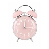 Valkyrie Retro Çalar Saat Işıklı Analog Masa Saati Dekoratif Komodin Saati Bombe Kapaklı 15X10 Pembe