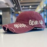 Valkyrie Unisex Bordo Never Give Up Nakışlı Baseball Şapka Ayarlanabilir Vintage Streetwear Spor Kep