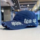 Valkyrie Unisex Lacivert Never Give Up Nakışlı Baseball Şapka Ayarlanabilir Vintage Streetwear Spor Kep - Standart