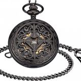 Valkyrie Vintage Kutulu Kostekli Kurmali Mekanik Chrome Iskelet Saat - Hediyelik Cep Saati - Retro
