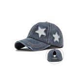 valkyrie Vintage Lacivert Yıldız Nakışlı Şapka Unisex Eskitme Baseball Cap Ayarlanabilir Pamuk Günlü