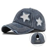 Valkyrie Vintage Lacivert Yıldız Nakışlı Şapka Unisex Eskitme Baseball Cap Ayarlanabilir Pamuk Günlük Spor Şapka