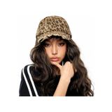 Valkyrie Vintage Leopar Desenli Eskitmeli Kadın Şapka Ayarlanabilir Beyzbol Şapkası Pamuk Baseball Cap Kahverengi