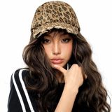 Valkyrie Vintage Leopar Desenli Eskitmeli Kadın Şapka Ayarlanabilir Beyzbol Şapkası Pamuk Baseball Cap