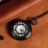 Valkyrie Vintage Retro Roma Rakamlı İşlemeli Cep Köstekli Saat Siyah