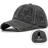 Valkyrie Vintage Siyah Yıldız Nakışlı Şapka Unisex Eskitme Baseball Cap Ayarlananır Pamuk Spor Şapka - Standart