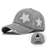 Valkyrie Vintage Yıldız Nakışlı Gri Şapka Unisex Ayarlanabilir Pamuk Baseball Cap Eskitme Spor Şapka
