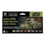 Vallejo 71645 8X18 Ml. Italian Wwıı Regio Esercito Camo Colors 1930-1944, Model Air Serisi Model Boyası Seti - Çok Renkli