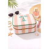 Valleri bag Pembe beyaz çizgi detaylı makyaj çantası
