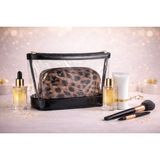 Valleri Bag Şeffaf Leopar Desenli Makyaj Çantası - Şeffaf Siyah