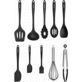 Valletta 10 Parça Siyah Spatula Set Isıya Dayanıklı Silikon Malzemeden Üretilmiştir