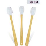 valletta Indigo 3'lü Beyaz Noktalı Bambu Silikon Spatula Seti Uzun 26 cm - 3 Parça 26 cm - Renkli