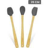 Valletta Indigo 3'lü Gri Bambu Silikon Spatula Seti Uzun 26 Cm - 3 Parça 26 cm