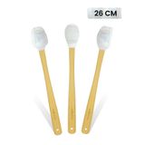 valletta Indigo 3'lü Gri Mermer Bambu Silikon Spatula Seti Uzun 26 cm