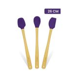 Valletta Indigo 3'lü Mor Bambu Silikon Spatula Seti Uzun 26 Cm