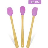 valletta Indigo 3'lü Pembe Bambu Silikon Spatula Seti Uzun 26 Cm - 3 Parça 26 cm