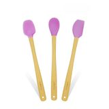 Valletta Indigo 3'Lü Pembe Bambu Silikon Spatula Seti Uzun 26 Cm Vlt1508