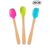 Valletta Indigo 3'lü Renkli Bambu Saplı Silikon Spatula Seti Uzun 26cm
