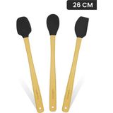 valletta Indigo 3'lü Siyah Bambu Silikon Spatula Seti Uzun 26 Cm - 3 Parça 26 cm