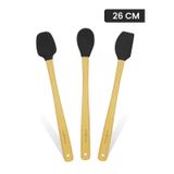 Valletta Indigo 3'lü Siyah Bambu Silikon Spatula Seti Uzun 26 Cm