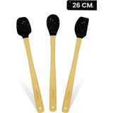 valletta Indigo 3'lü Siyah Noktalı Bambu Silikon Spatula Seti Uzun 26 cm - 3 Parça 26 cm - Beyaz - Siyah - Beyaz