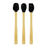 Valletta Indigo 3'Lü Siyah Noktalı Bambu Silikon Spatula Seti Uzun 26 Cm Vlt1520