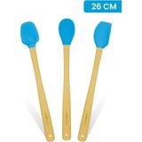 valletta Indigo 3'lü Turkuaz Bambu Silikon Spatula Seti Uzun 26 Cm - 3 Parça 26 cm