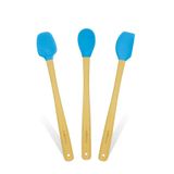 Valletta Indigo 3'Lü Turkuaz Bambu Silikon Spatula Seti Uzun 26 Cm Vlt1514