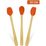 valletta Indigo 3'lü Turuncu Bambu Silikon Spatula Seti Uzun 26 Cm - 3 Parça 26 cm