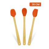 valletta Indigo 3'lü Turuncu Bambu Silikon Spatula Seti Uzun 26 Cm