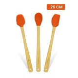 Valletta Indigo 3'lü Turuncu Bambu Silikon Spatula Seti Uzun 26cm