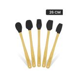 Valletta Indigo 5 Li Siyah Bambu Silikon Spatula Seti Uzun 26 Cm