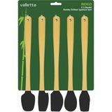 Valletta Indigo 5'li Beyaz Renkli Noktalı Bambu Silikon Spatula Seti Uzun 26 cm