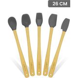 valletta Indigo 5'li Gri Bambu Silikon Spatula Seti Uzun 26 Cm - 5 Parça 26 cm